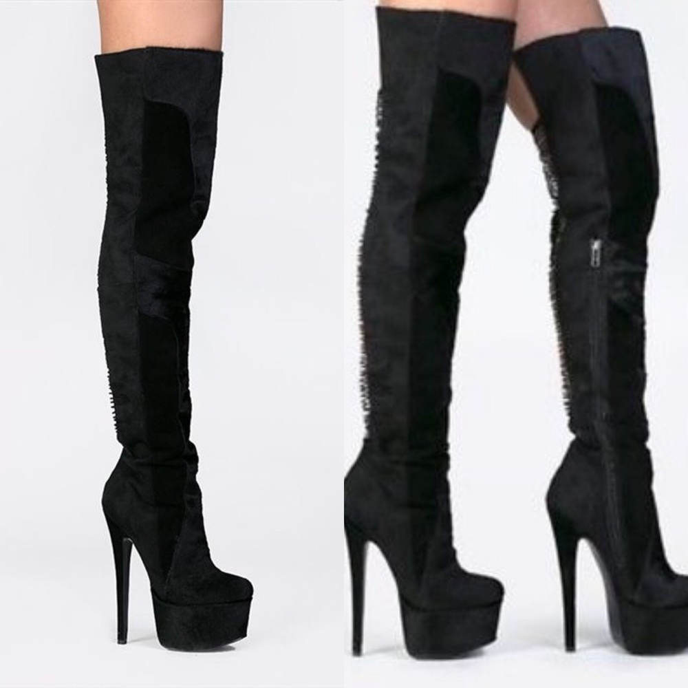 Thigh high suede boots London trash